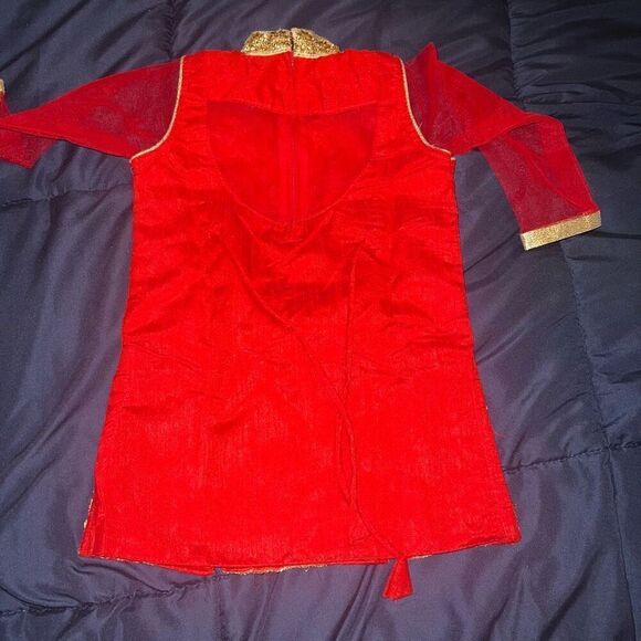 Indian kurta Bollywood outfit red gold baby toddler size 20 months - Picture 5 of 6